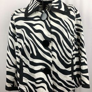 Sherry Taylor zebra stripe jacket with pockets M